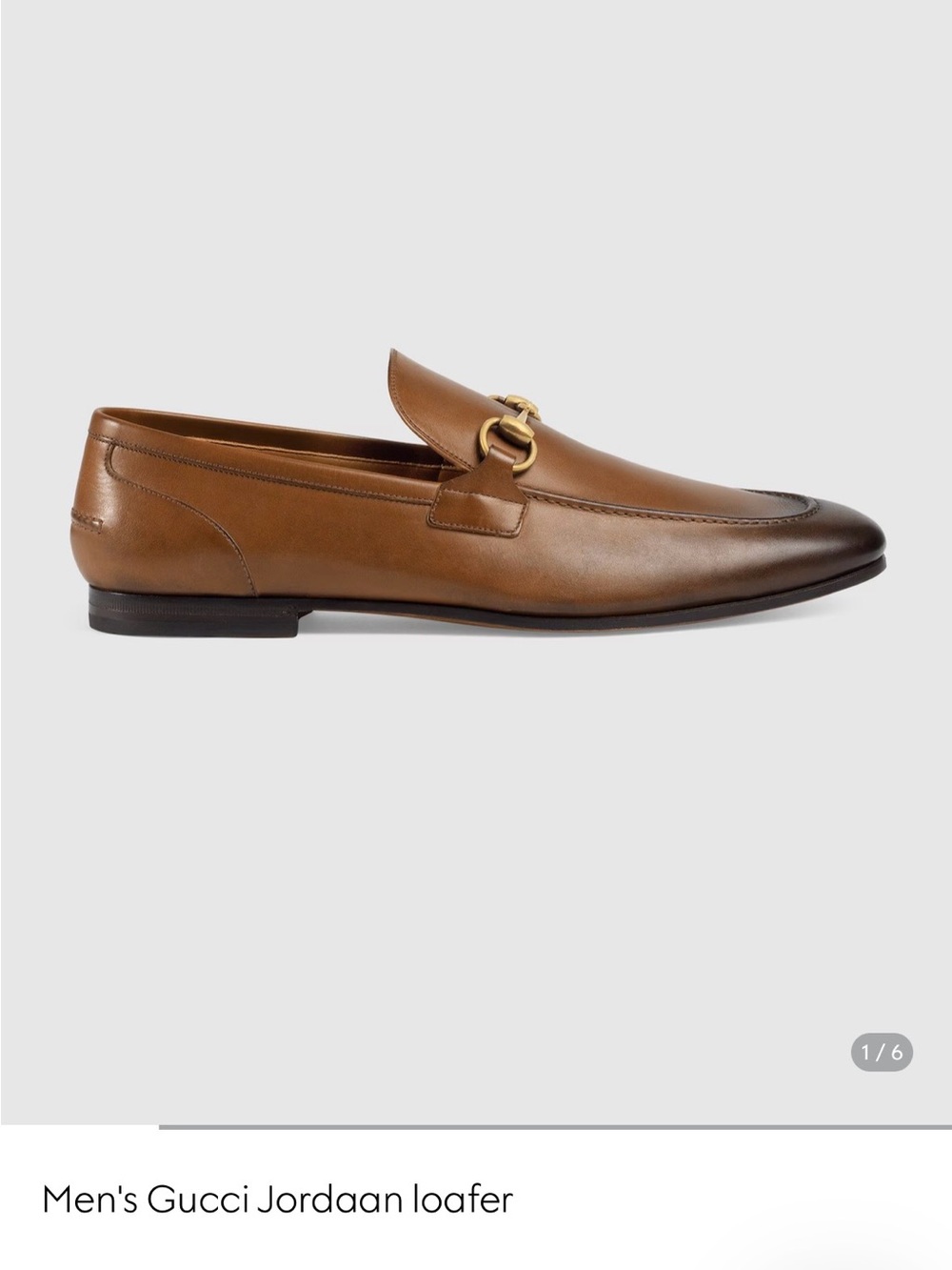 Gucci Men's Jordaan Leather Loafer in Brown and Tan with Gold Horsebit